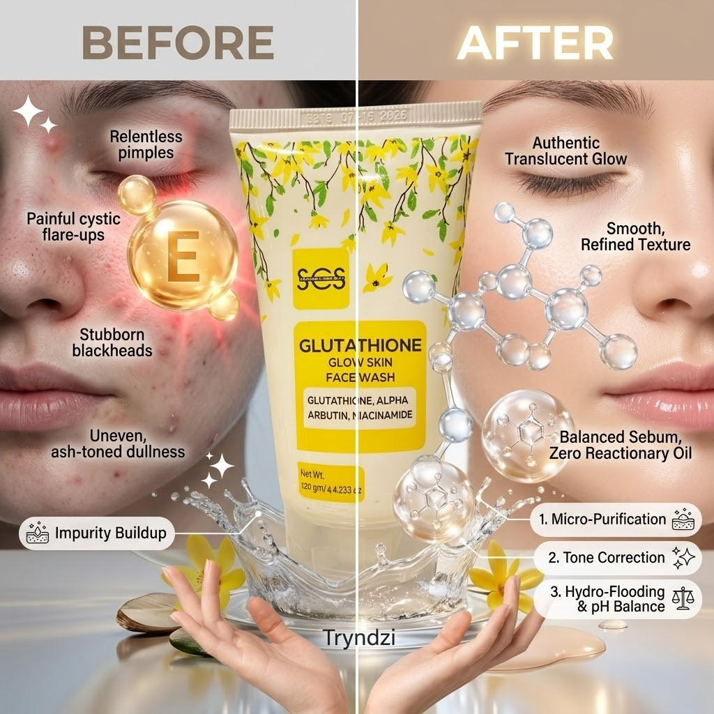 SCS Radiant Glow Skin Face Wash – Hydrating Vitamin C Complex for Dullness, Uneven Skin Tone, and Deep Pore Cleansing | TRYNDZI