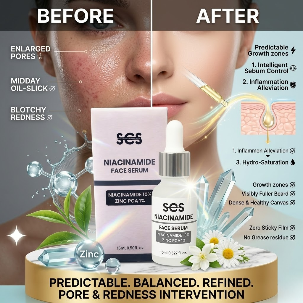 SCS Niacinamide Face Serum – Advanced Zinc PCA & Hyaluronic Acid Formula for Large Pores, Excess Oil Control, and Redness Relief (30ml) | TRYNDZI