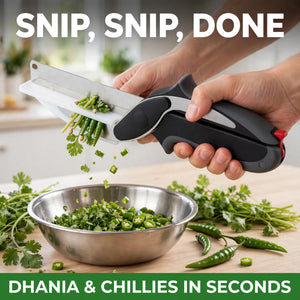 Clever cutter in action chopping fresh dhania coriander and green chillies
