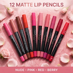 12 piece matte lip liner and lipstick pencil set – lip liner set price in Pakistan