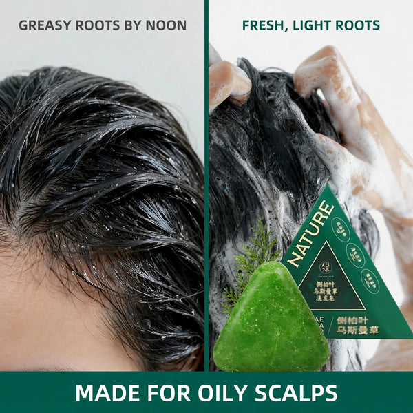 Shampoo bar before and after – oily roots to fresh clean hair