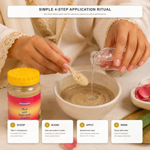 SCS Mud & Kojic Acid Face Mask — Simple 4-Step Application Ritual: Scoop, Blend, Apply, Rinse