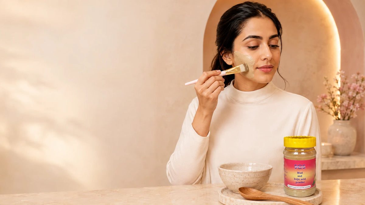 SCS Mud & Kojic Acid Face Mask — Clean Widescreen Lifestyle PDP Story Banner