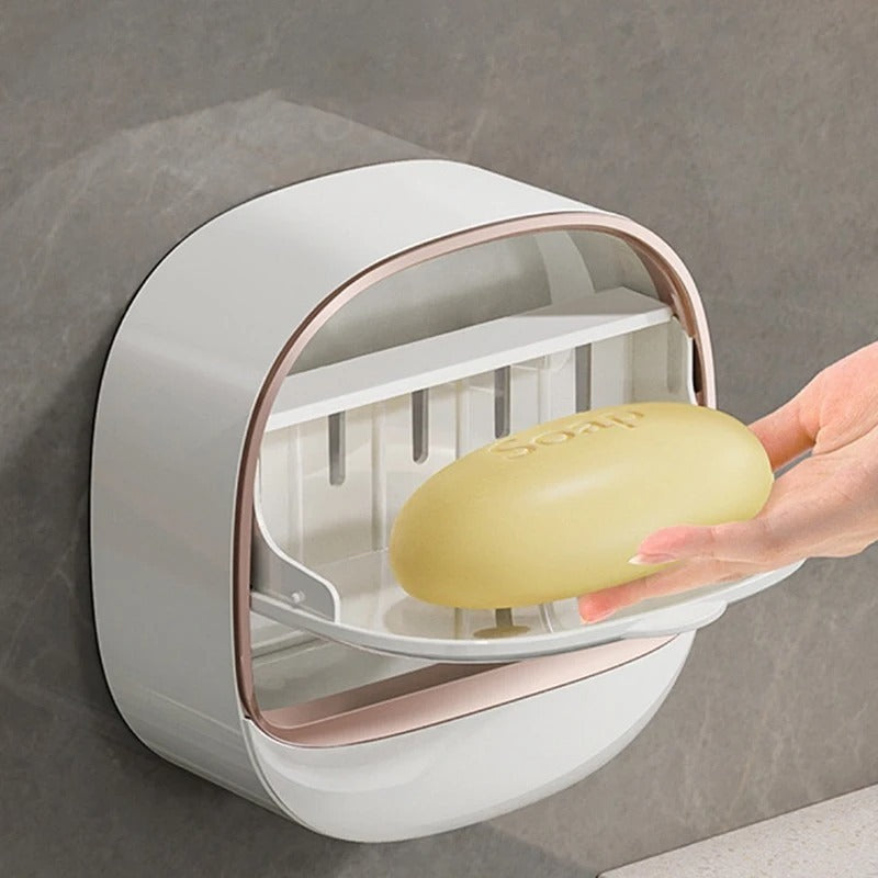 Wall Mounted Soap Box – Light Luxury Drain Soap Holder with Punch-Free Adhesive Installation for Bathroom and Laundry | TRYNDZI