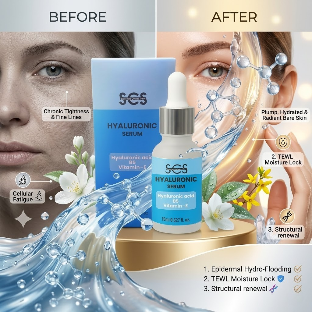 SCS Hyaluronic Acid Serum – Ultra-Hydrating Moisture Lock Treatment for Fine Lines, Skin Plumping, and Barrier Repair (30ml) | TRYNDZI
