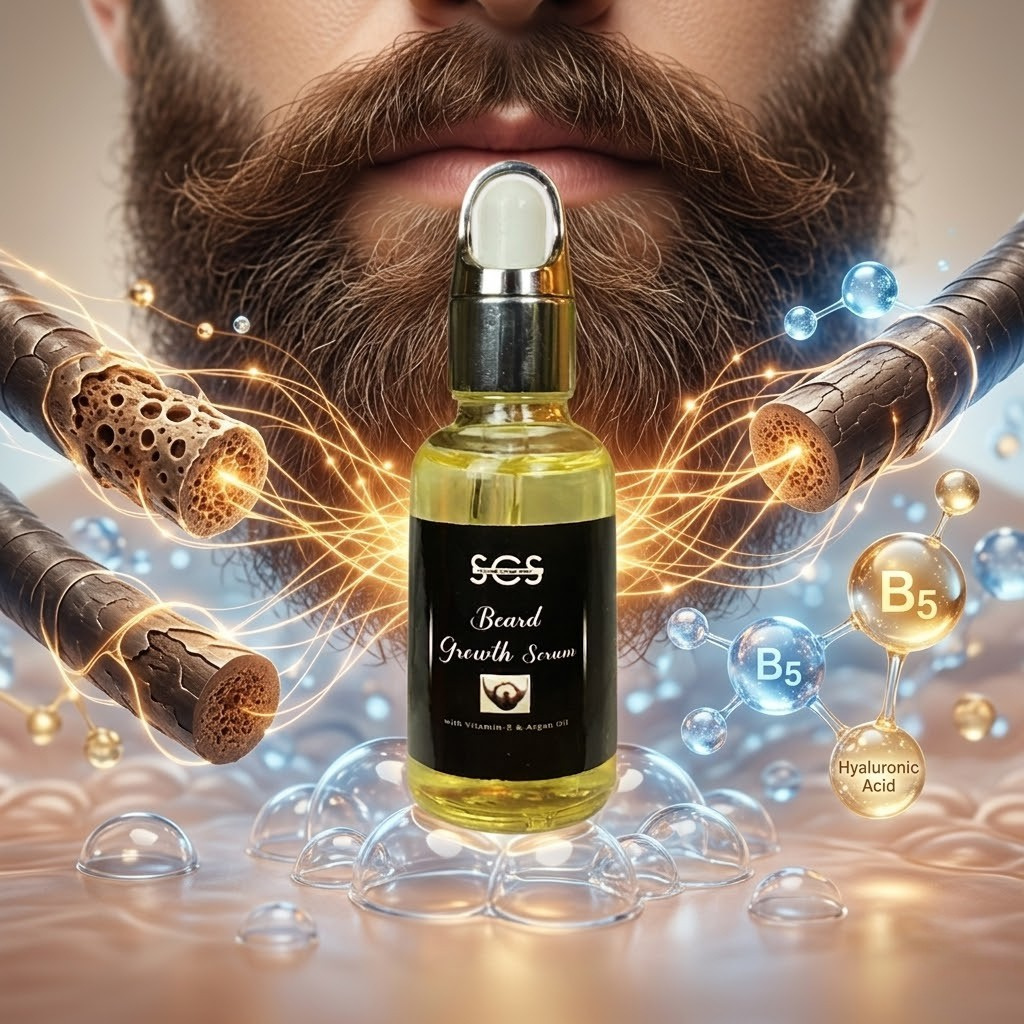 SCS Premium Beard Growth Serum – Advanced Follicle Stimulator with Biotin Lipids for Patchy Beards, Thickness, and Volumizing Repair (30ml) | TRYNDZI