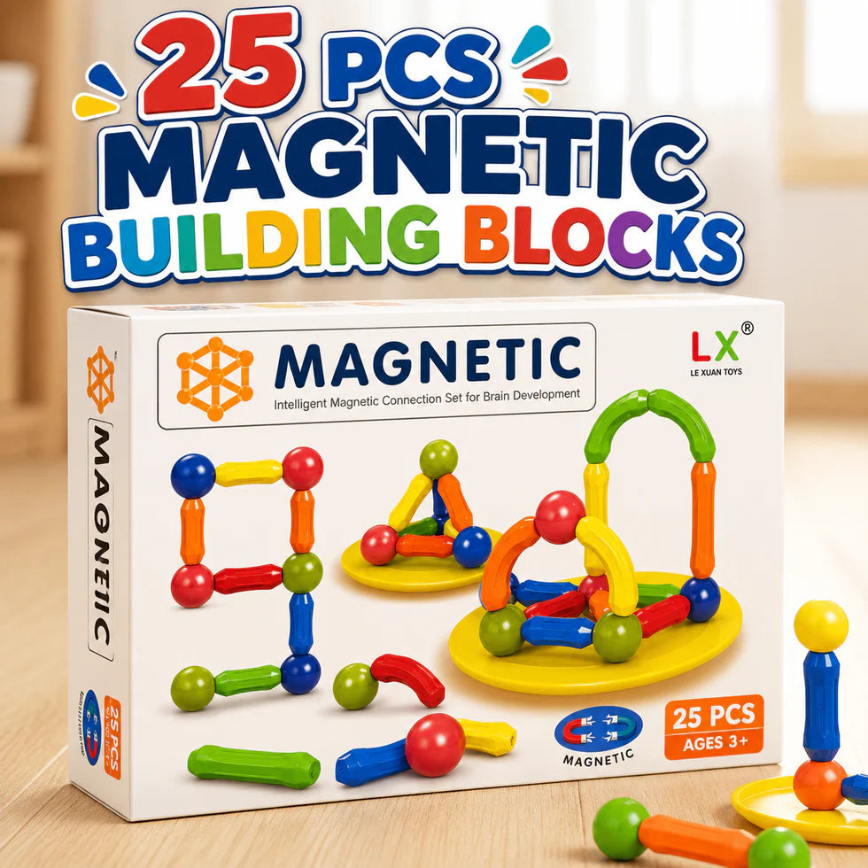 Kids Magnetic Building Blocks Set – STEM Learning Magnet Balls and Rods Educational Stacking Toy for Toddlers, Boys, & Girls | TRYNDZI