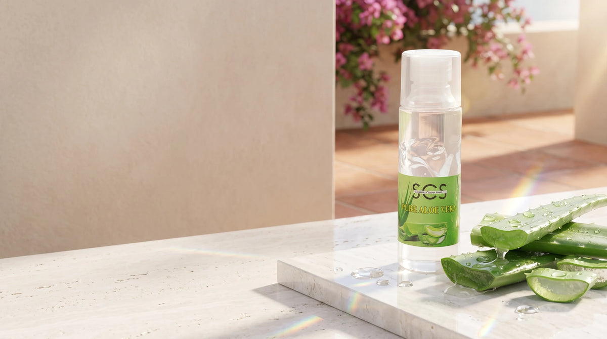 Pure cold-pressed Aloe Barbadensis for skin and scalp.