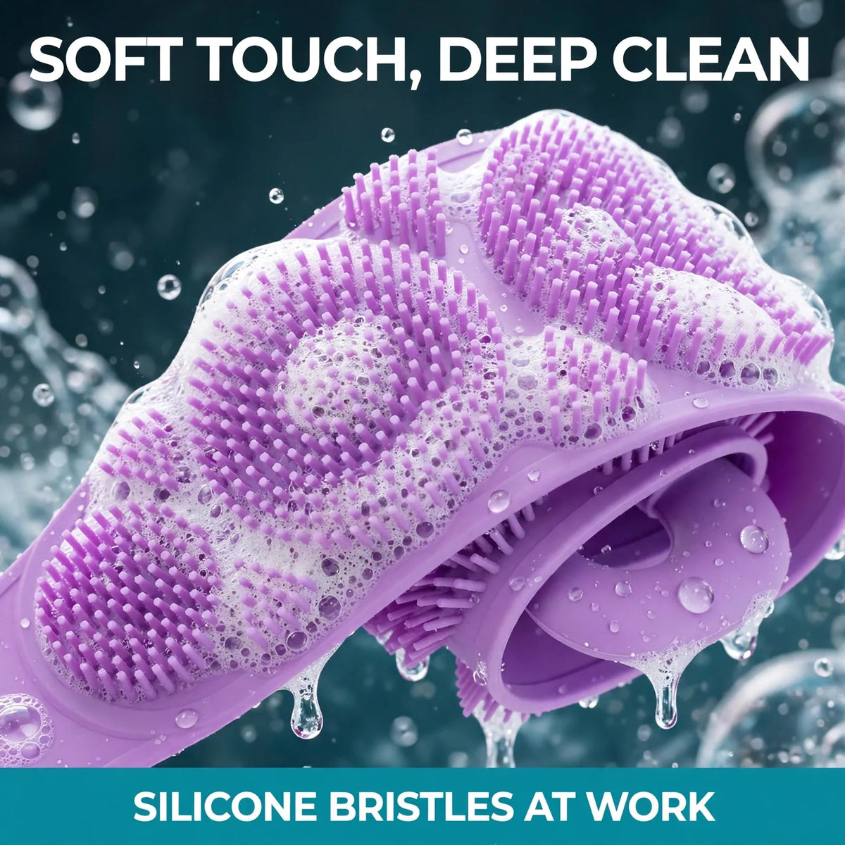 Silicone bath brush bristles close-up – gentle exfoliating texture