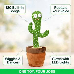 Dancing cactus benefits – 120 songs, voice repeat, dance and LED lights