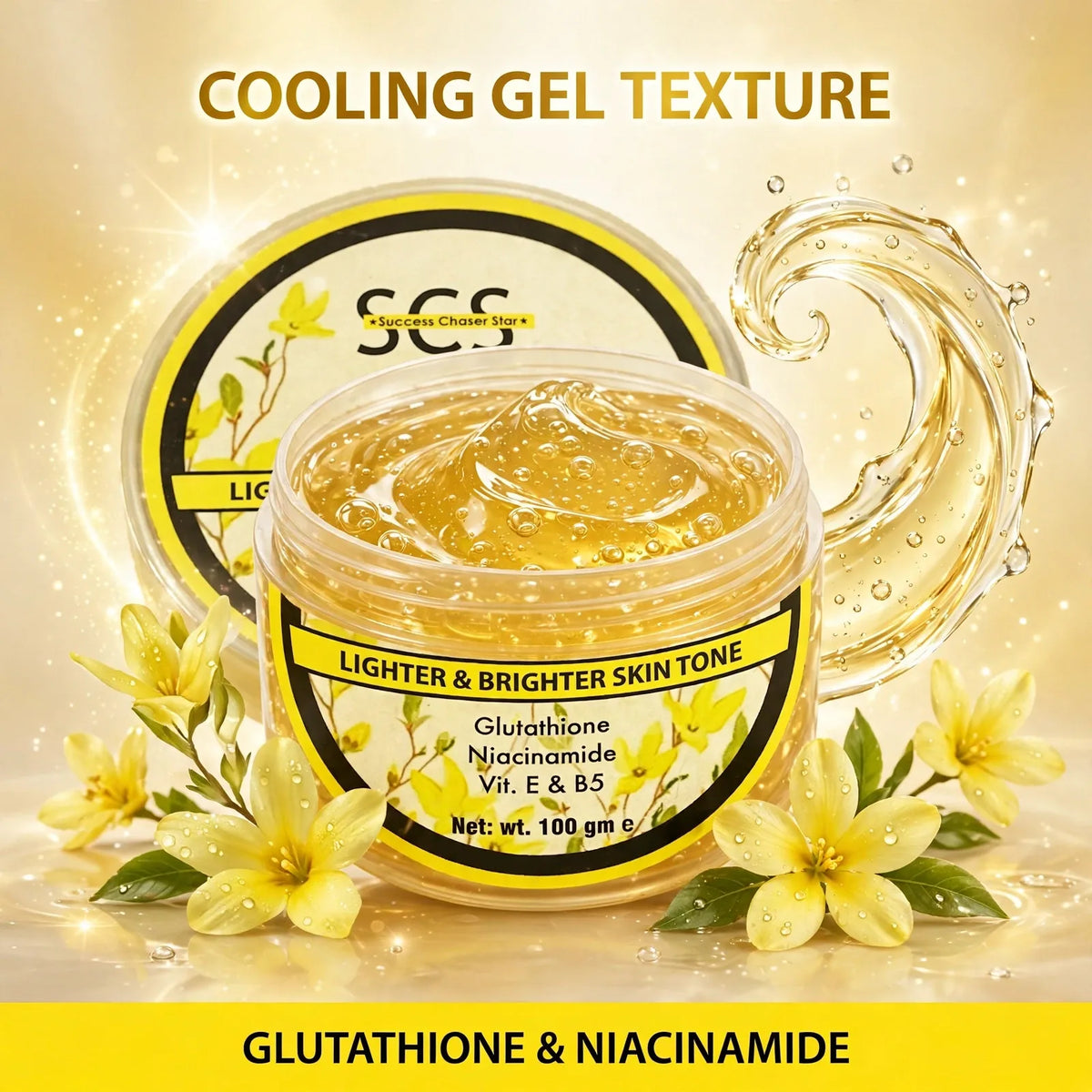 Glutathione glow gel mask texture – cooling hydrating gel