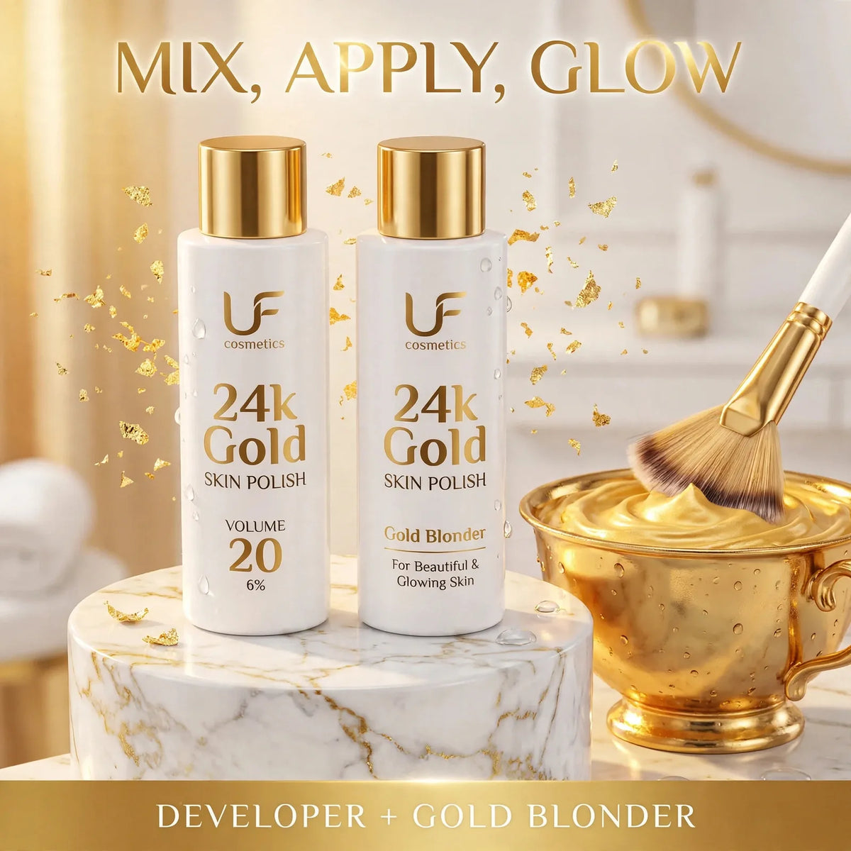 Skin polish kit mixing – volume 20 developer with gold blonder