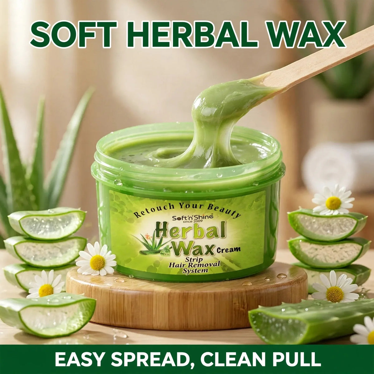 Herbal wax cream texture – soft spreadable wax with aloe vera