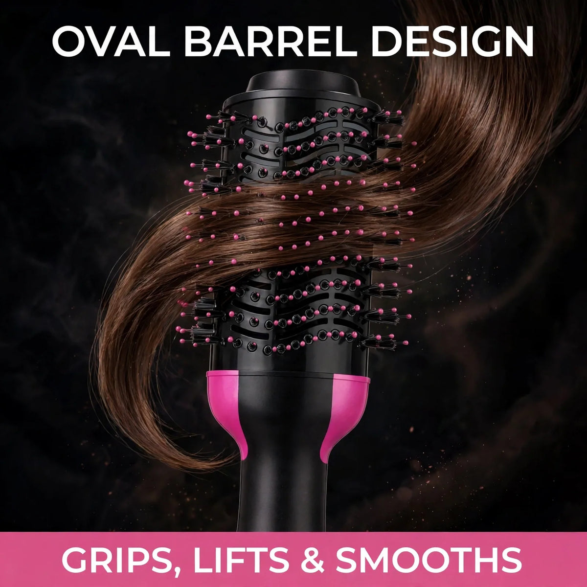 Hot air brush oval barrel – grips lifts and smooths hair