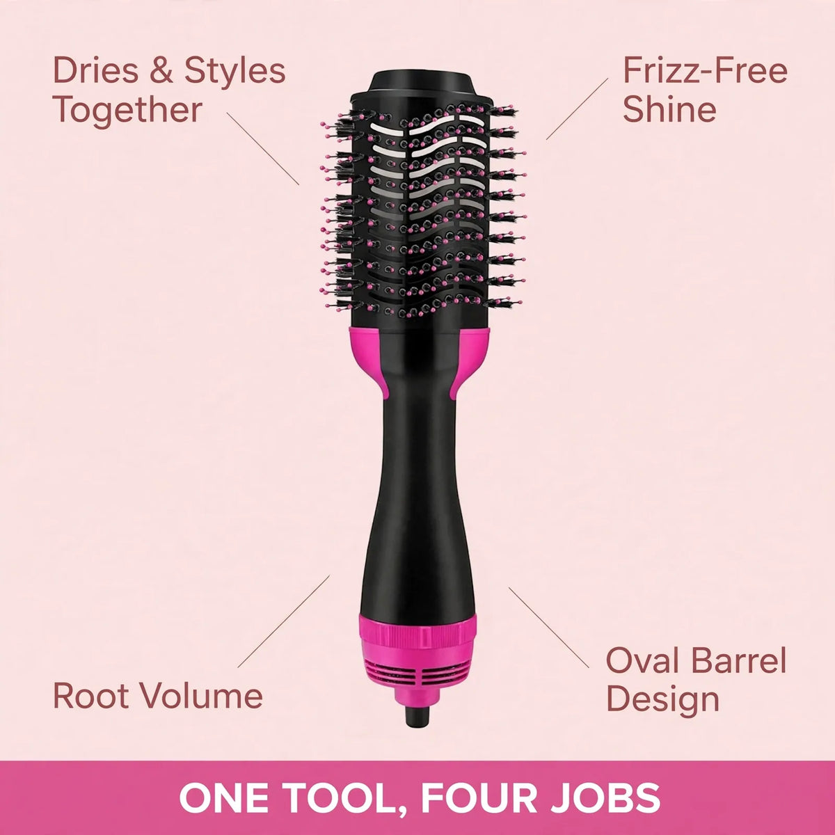 Hot air brush benefits – drying, frizz-free shine, root volume, oval barrel