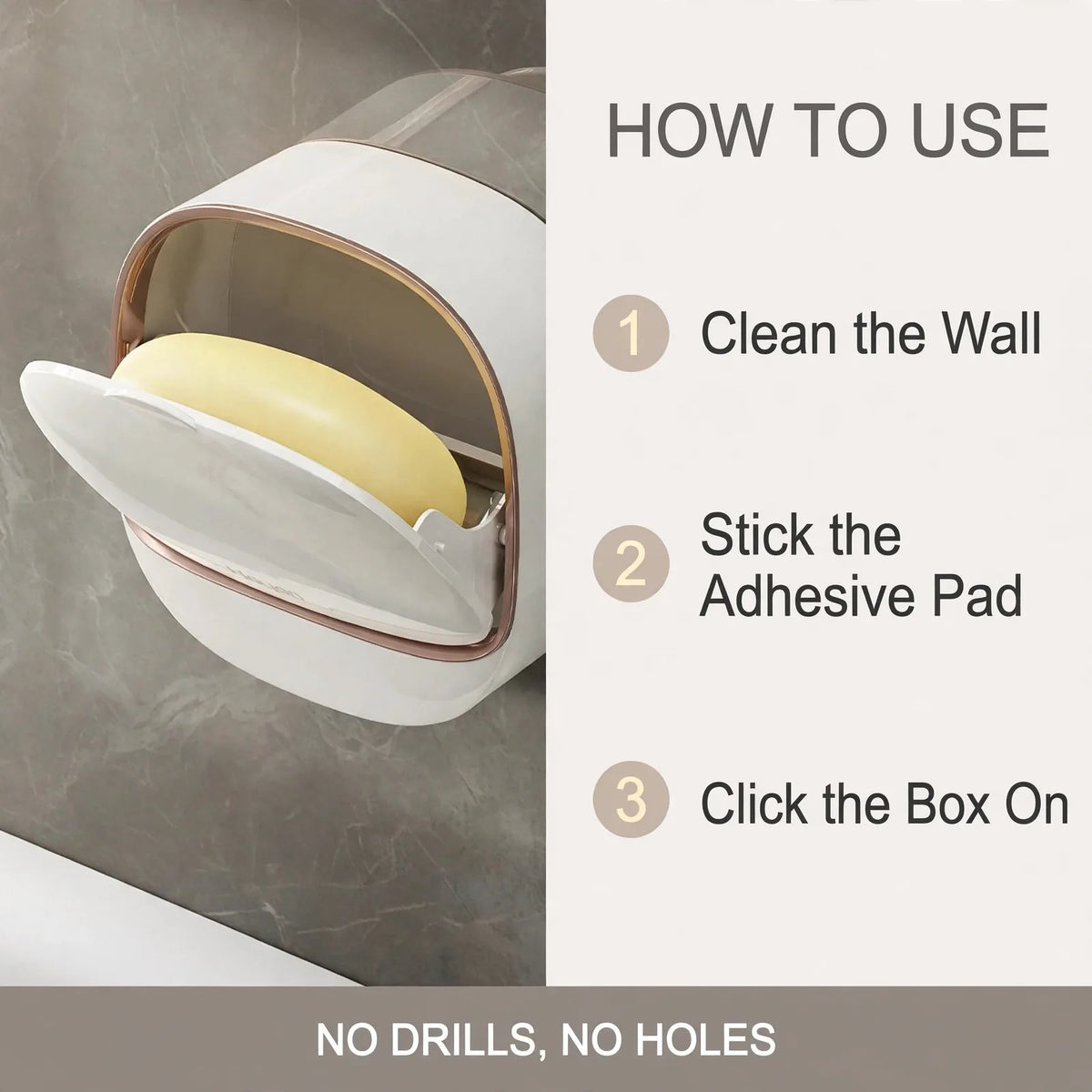 How to install wall mounted soap dish – clean, stick, click, no drilling