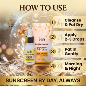 How to use glutathione serum – cleanse, apply 2-3 drops, morning and night