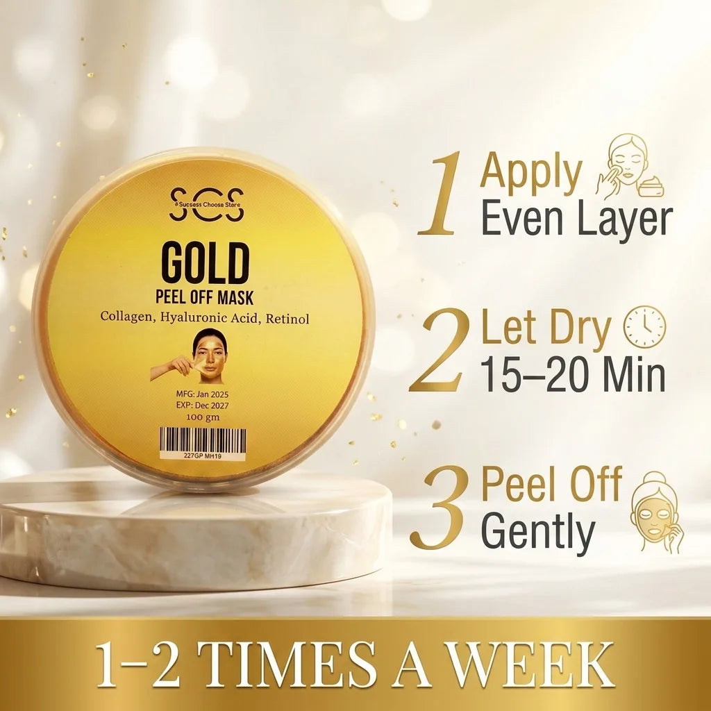 How to use gold peel off mask – apply, dry 15-20 minutes, peel off gently