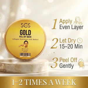 How to use gold peel off mask – apply, dry 15-20 minutes, peel off gently