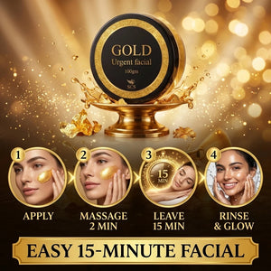How to use SCS Gold Urgent Facial – apply, massage 2 minutes, leave 15 minutes and rinse