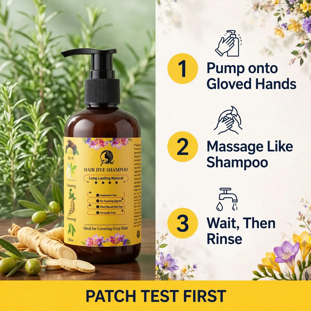 How to use hair dye shampoo – pump, massage, wait and rinse