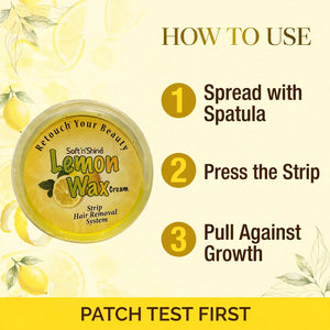 How to use lemon wax kit – spread with spatula, press strip, pull against growth
