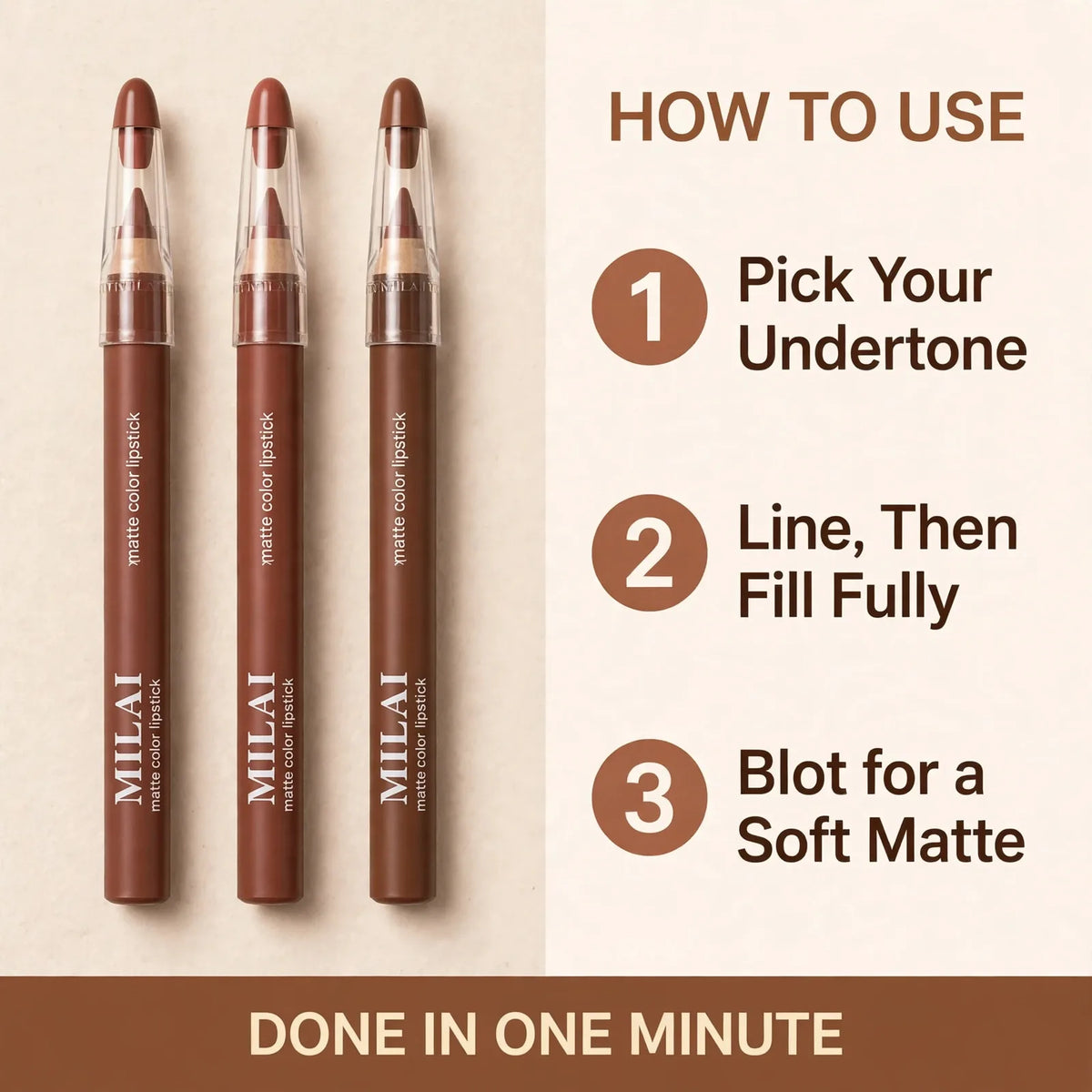 How to use MILAI lip liner – pick undertone, line and fill, blot