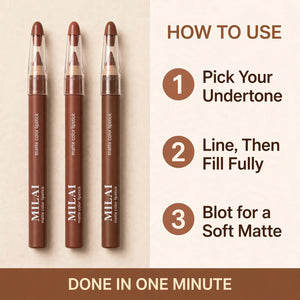 How to use MILAI lip liner – pick undertone, line and fill, blot