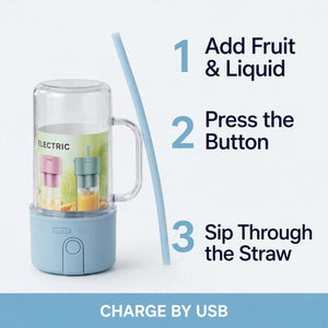 How to use portable blender – add fruit, press, sip through straw