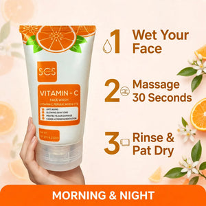 How to use vitamin C face wash – wet, massage, rinse morning and night