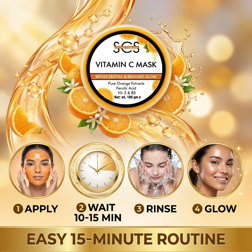 How to use SCS Vitamin C Gel Mask – apply, wait 10-15 minutes, rinse with water