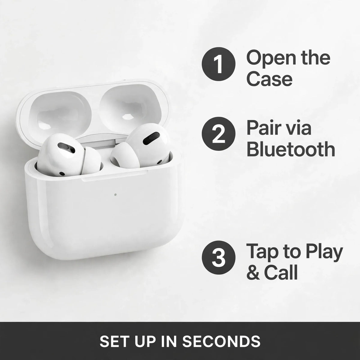 How to pair wireless earbuds – open case, connect Bluetooth, play