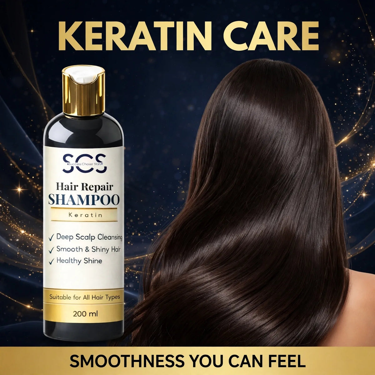 Keratin shampoo for smooth, shiny hair