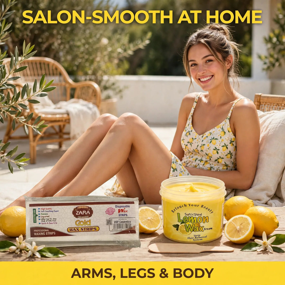 Lemon wax kit for salon-smooth skin at home – arms legs and body