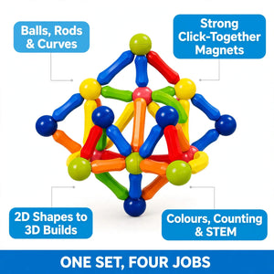 Magnetic building blocks benefits – shapes, 3D builds, colours and STEM learning