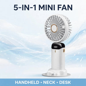 5-in-1 mini rechargeable fan with LED display – mini fan price in Pakistan