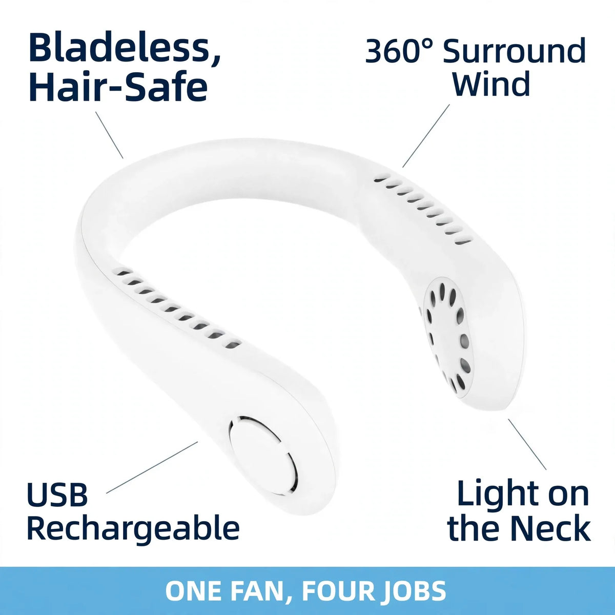 Neck fan benefits – bladeless hair-safe, 360 airflow, USB rechargeable