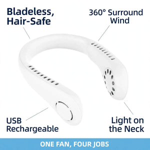 Neck fan benefits – bladeless hair-safe, 360 airflow, USB rechargeable