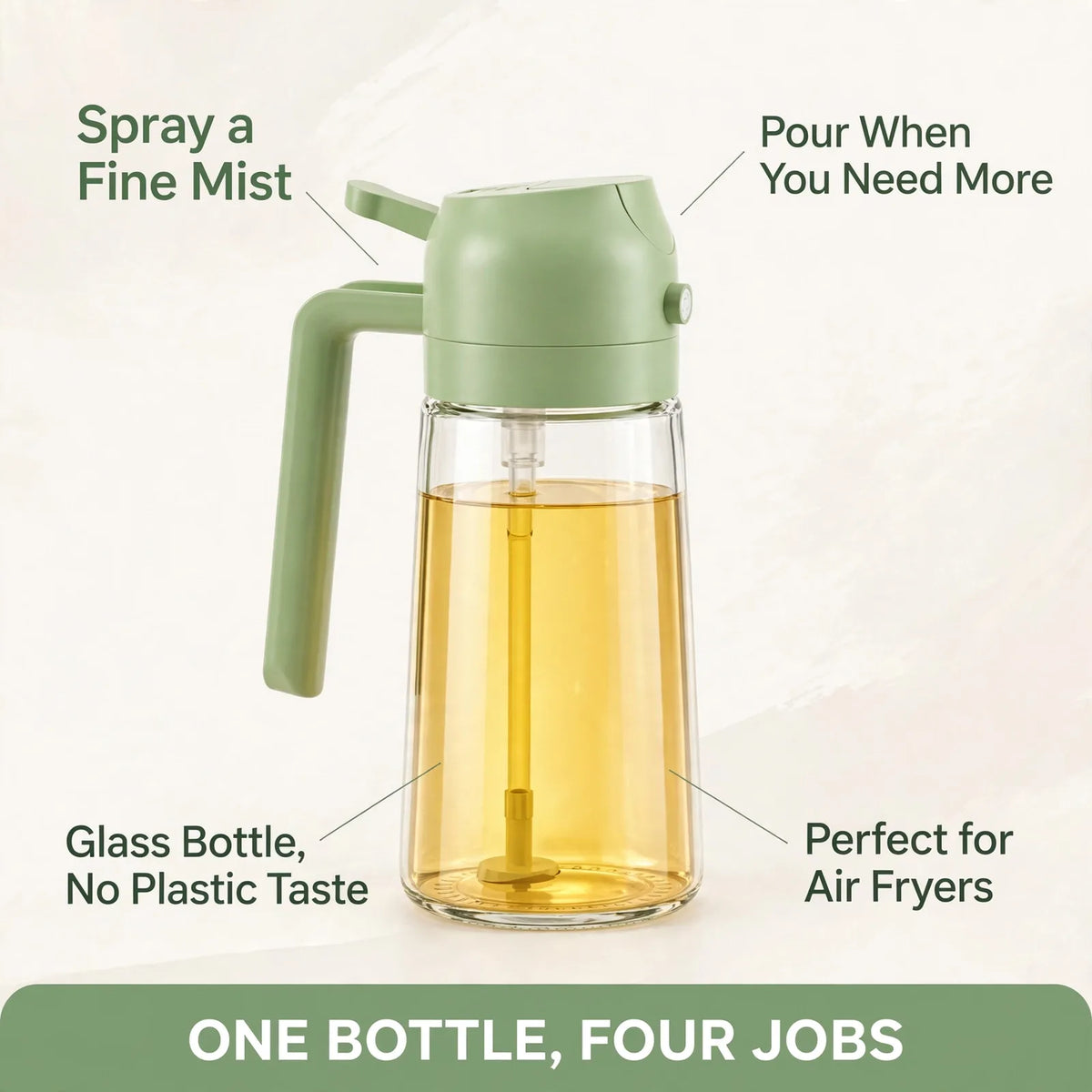 Oil sprayer bottle benefits – spray and pour, glass, air fryer friendly