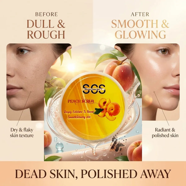 Peach face scrub before and after – dull rough skin to smooth glowing skin