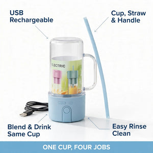 Portable blender benefits – USB rechargeable, straw and handle, easy clean