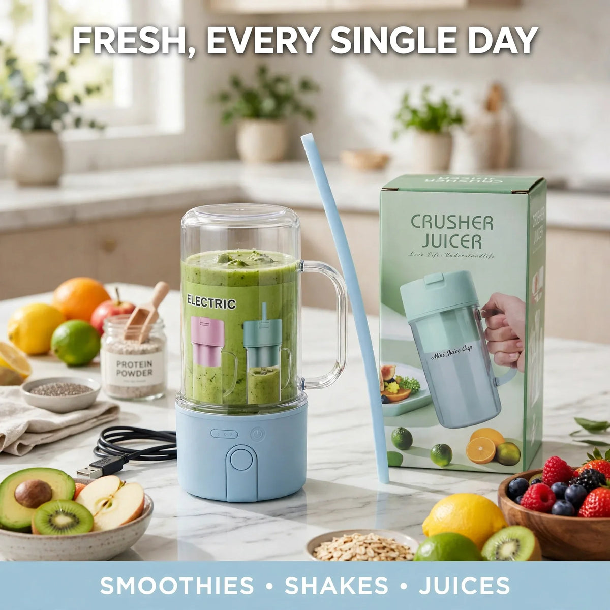 Portable blender for daily smoothies, protein shakes and fresh juices