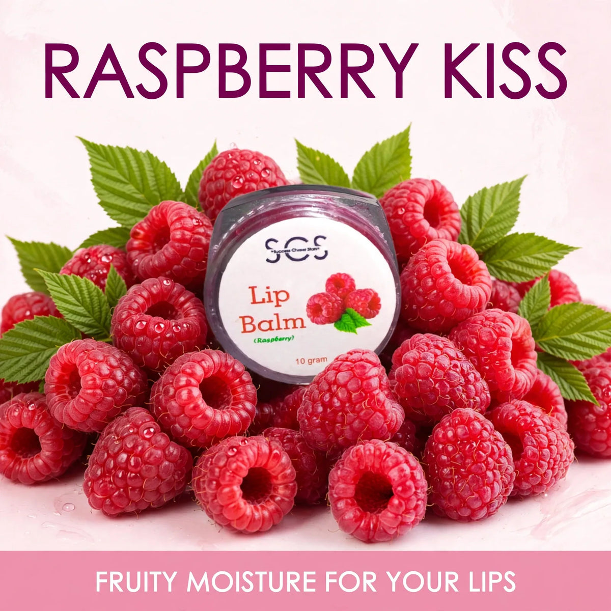 Raspberry lip balm for fruity lip care