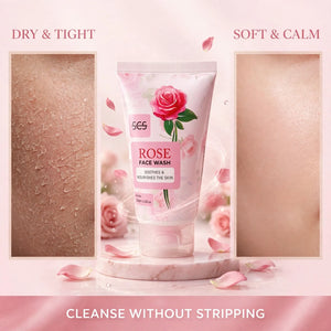 Rose face wash for dry and tight skin – soft calm skin after cleansing