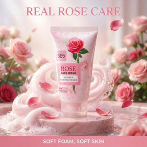 Rose face wash texture – soft gentle foam with real rose care