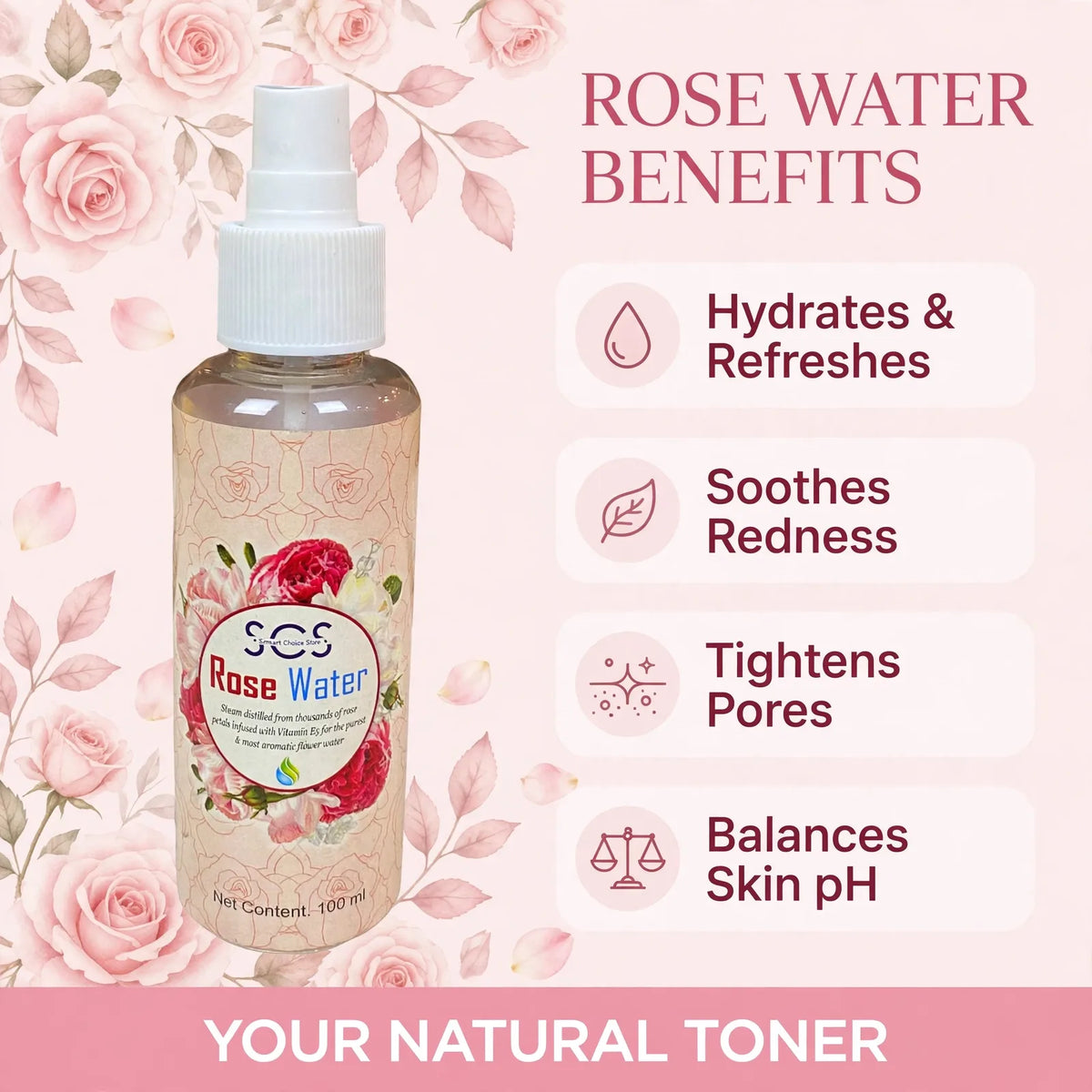 Rose water benefits – natural face toner for glowing skin