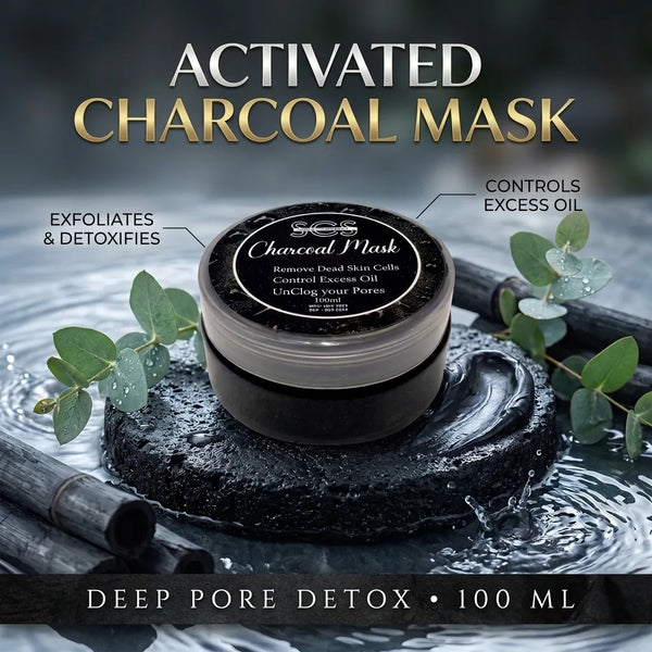 SCS Charcoal Face Mask (100ml) – Activated Charcoal Mask for Blackheads, Oily Skin & Deep Pore Detox