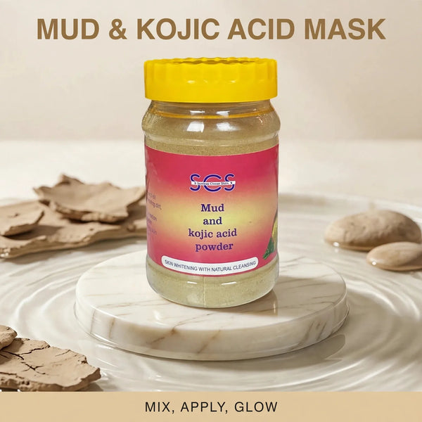 SCS Mud Mask with Kojic Acid – Powder Face Mask for Dark Spots, Tan Removal & Oily Skin