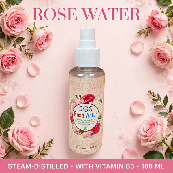 SCS Rose Water Spray (100ml) – Steam-Distilled Natural Face Toner with Vitamin B5 for Glowing Skin
