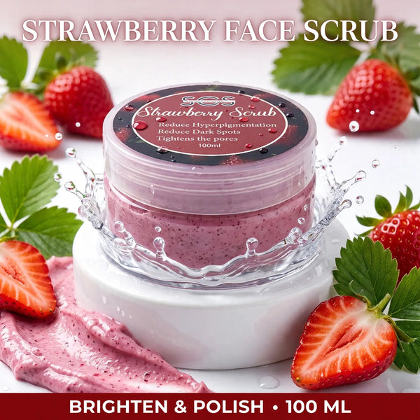 SCS Strawberry Scrub (100ml) – Brightening Face Scrub for Dark Spots, Open Pores & Blackheads